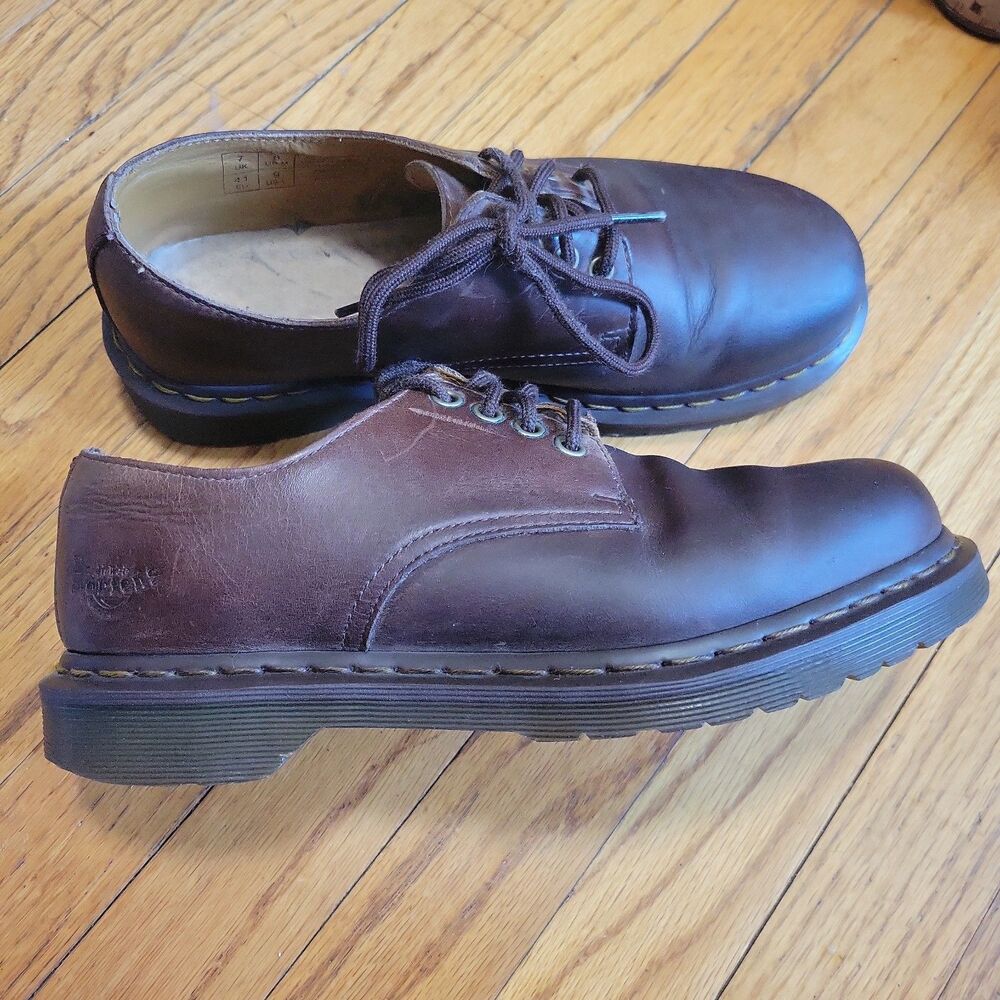 Dr Martens Men Sz 8 Leather Oxford Made in England Original Dress Shoe Brown Vtg